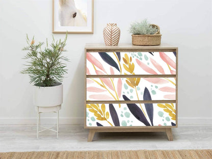 HAOKHOME Watercolor Forest Peel and Stick Wallpaper Removable White/Pink/Navy/Yellow Floral Vinyl Self Adhesive Shelf Liner 17.7in x 9.8ft