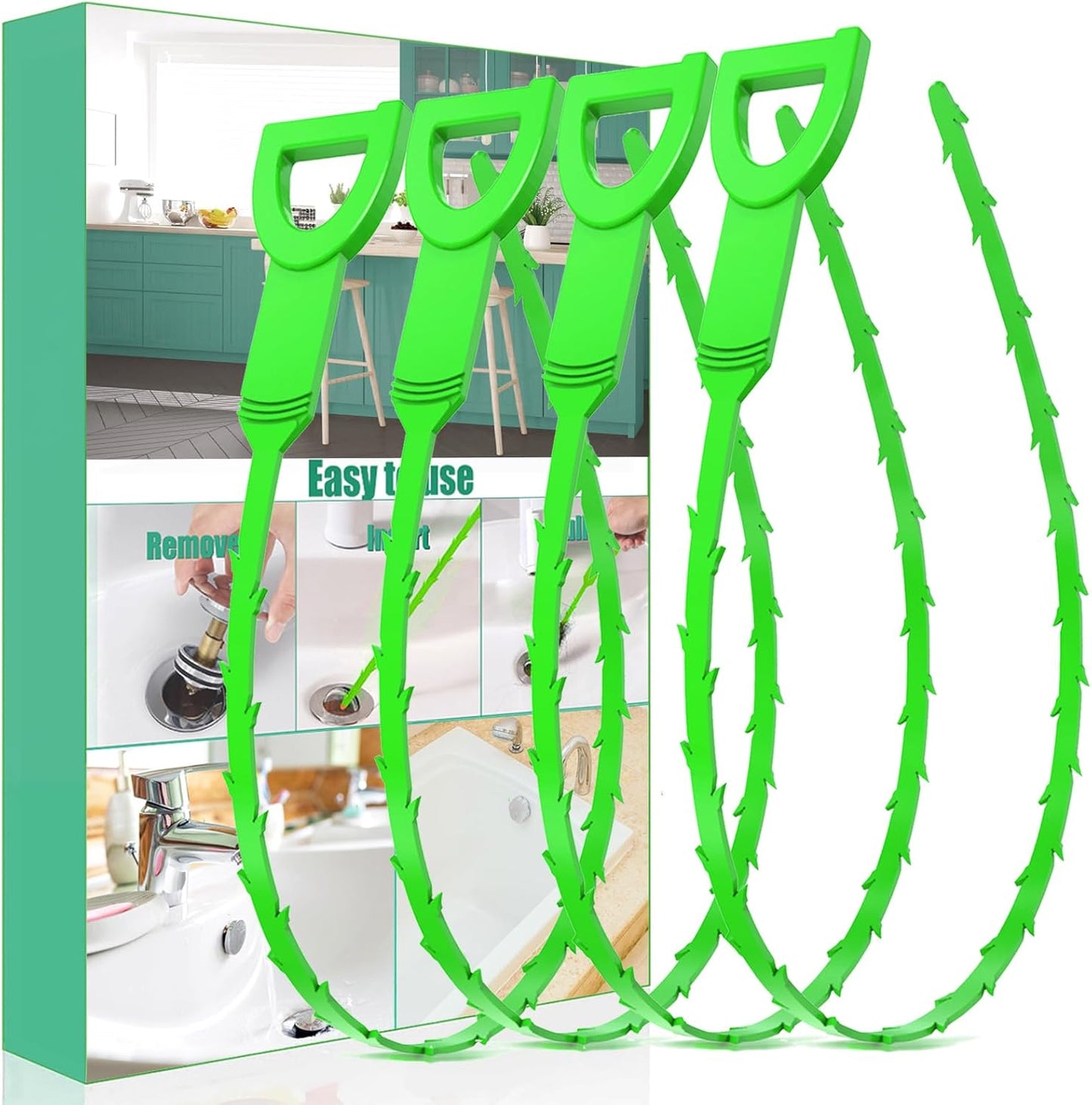 Drain Snake Hair Drain Clog Remover - 3 Pack Shower Snake Sink Unclogger Tool with Exquisite Packaging