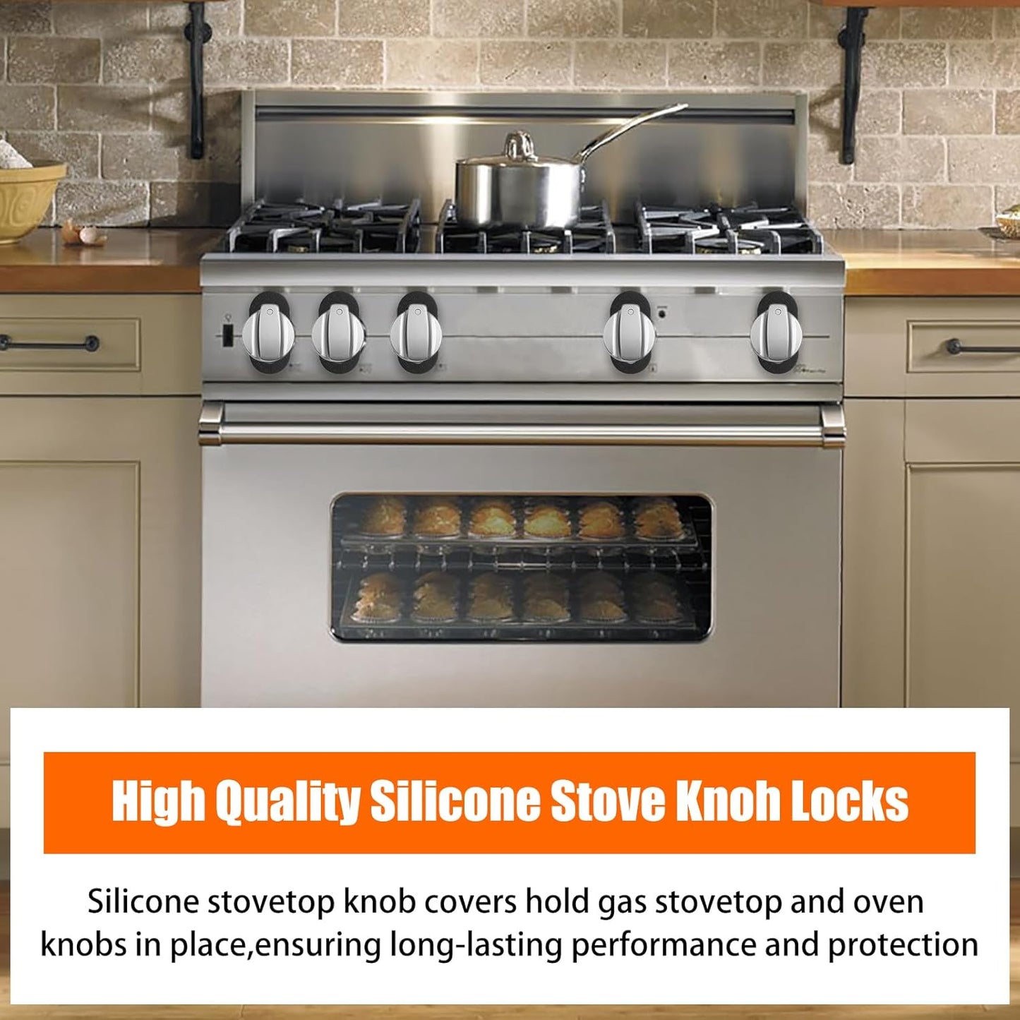 Child Proof Stove Knob Locks - Silicone Push-Turn Knobs Safety Covers for Gas & Electric Stoves - 5 Pack