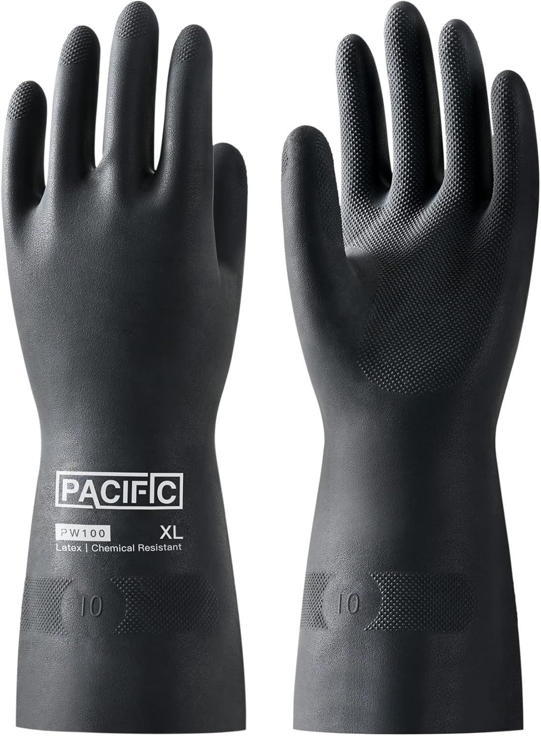PACIFIC PPE Heavy Duty Latex Chemical Gloves, Strong Acid Resistance Rubber Gloves, Against Alkali and Oil, 22", 1 Pair