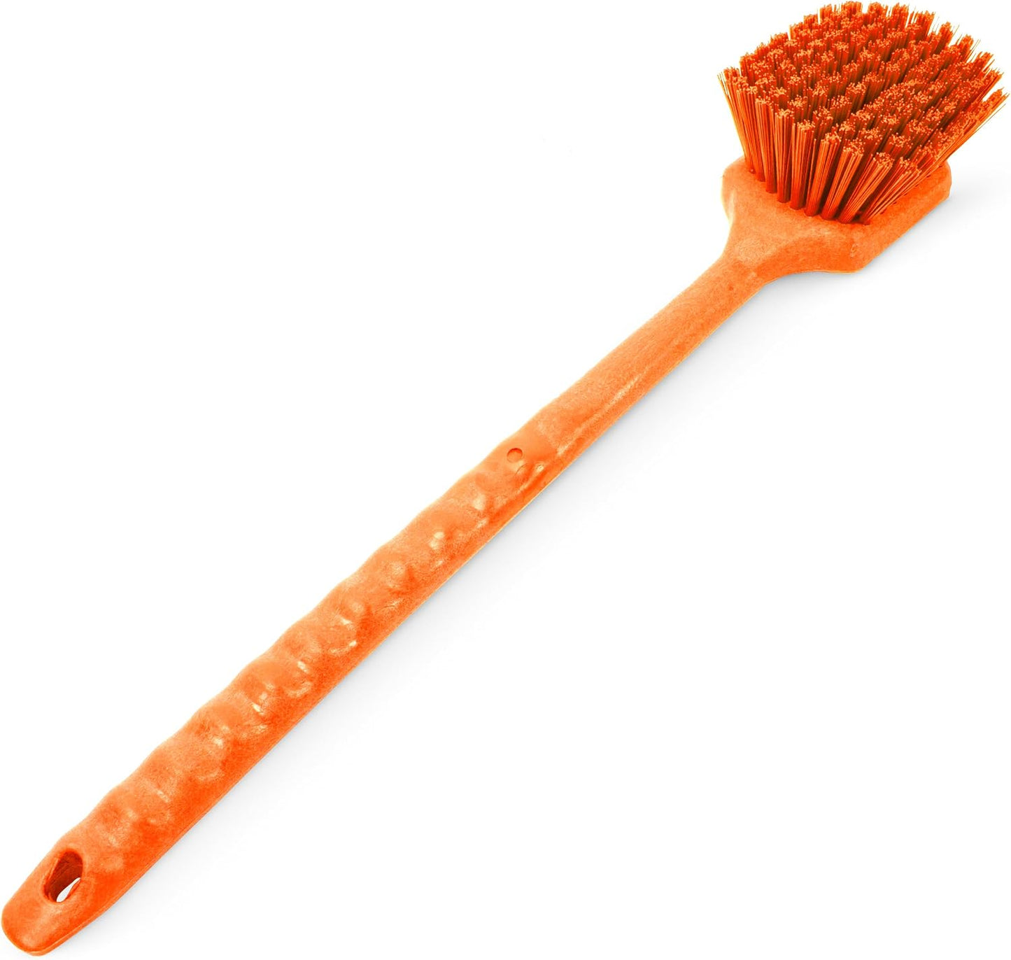 SPARTA 20" Floater Scrub Brush with Long Handle, Oil-Resistant Polyester Bristles, Multiple Trim Angles, Foam-Injected Polymer Block, Commercial Cleaning Tool, Orange