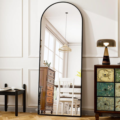 HARRITPURE 64"x21" Arched Full Length Mirror Free Standing Leaning Hanging Mounted Mirror Aluminum Frame Modern Simple Home Decor for Living Room Bedroom Cloakroom, Gold