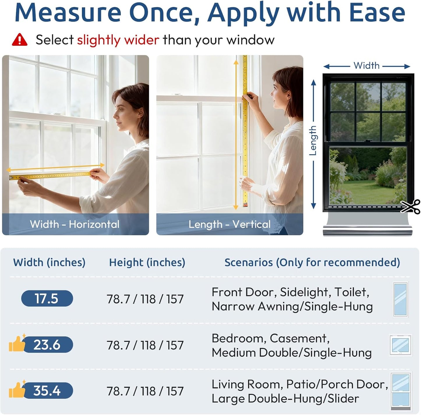rabbitgoo Privacy Window Film Non Adhesive Frosted Glass Sun Blocking Self Static Cling Decorative for Home Kitchen Living Room, Removable and Reusable, 17.5 X 78.7 inches