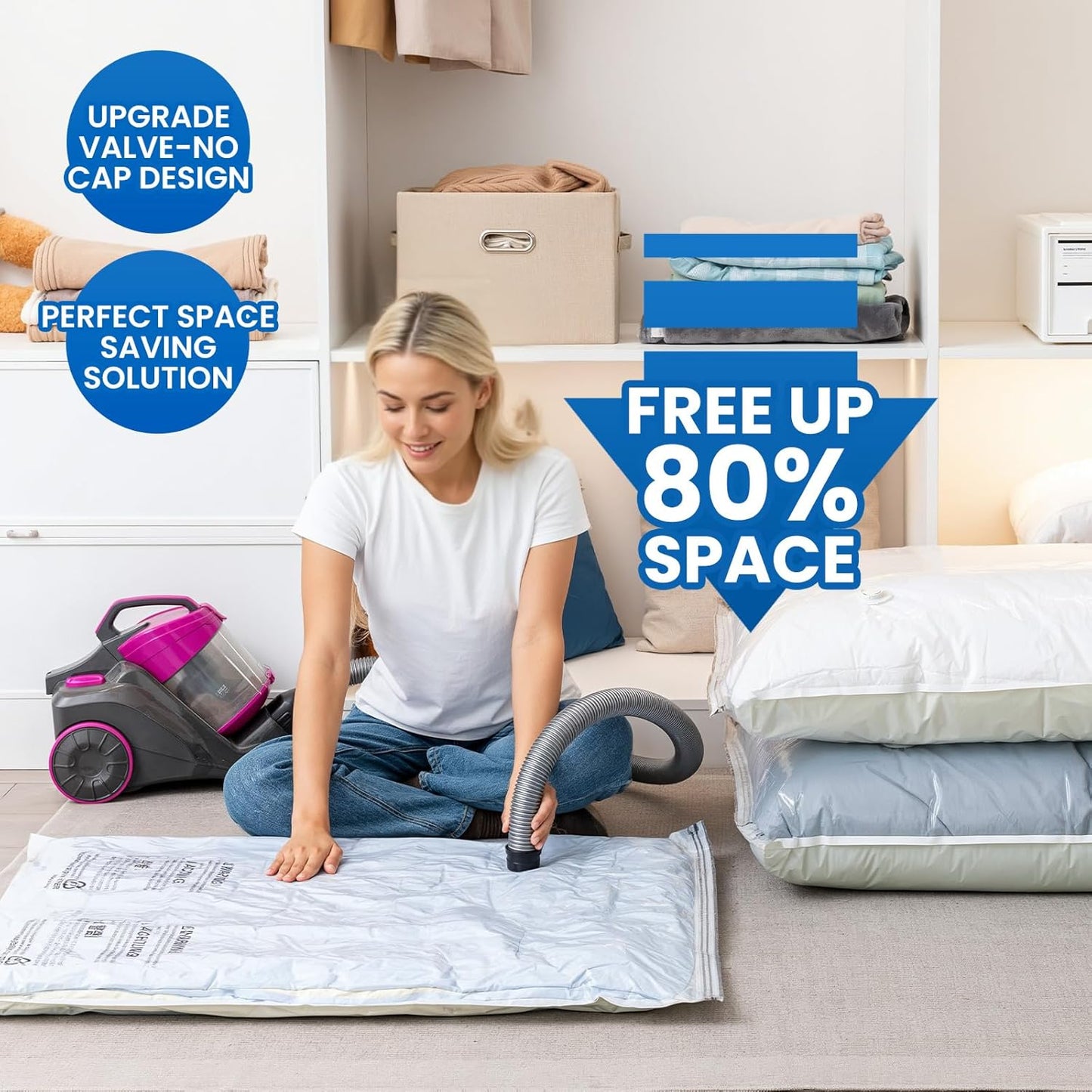 TAILI 8 Pack Vacuum Storage Bags, Jumbo Size (31×40 inch), Vacuum Seal Bags for Clothing, Bulky Bedding, Comforter, Blankets, Pillows, Space Saver Packing
