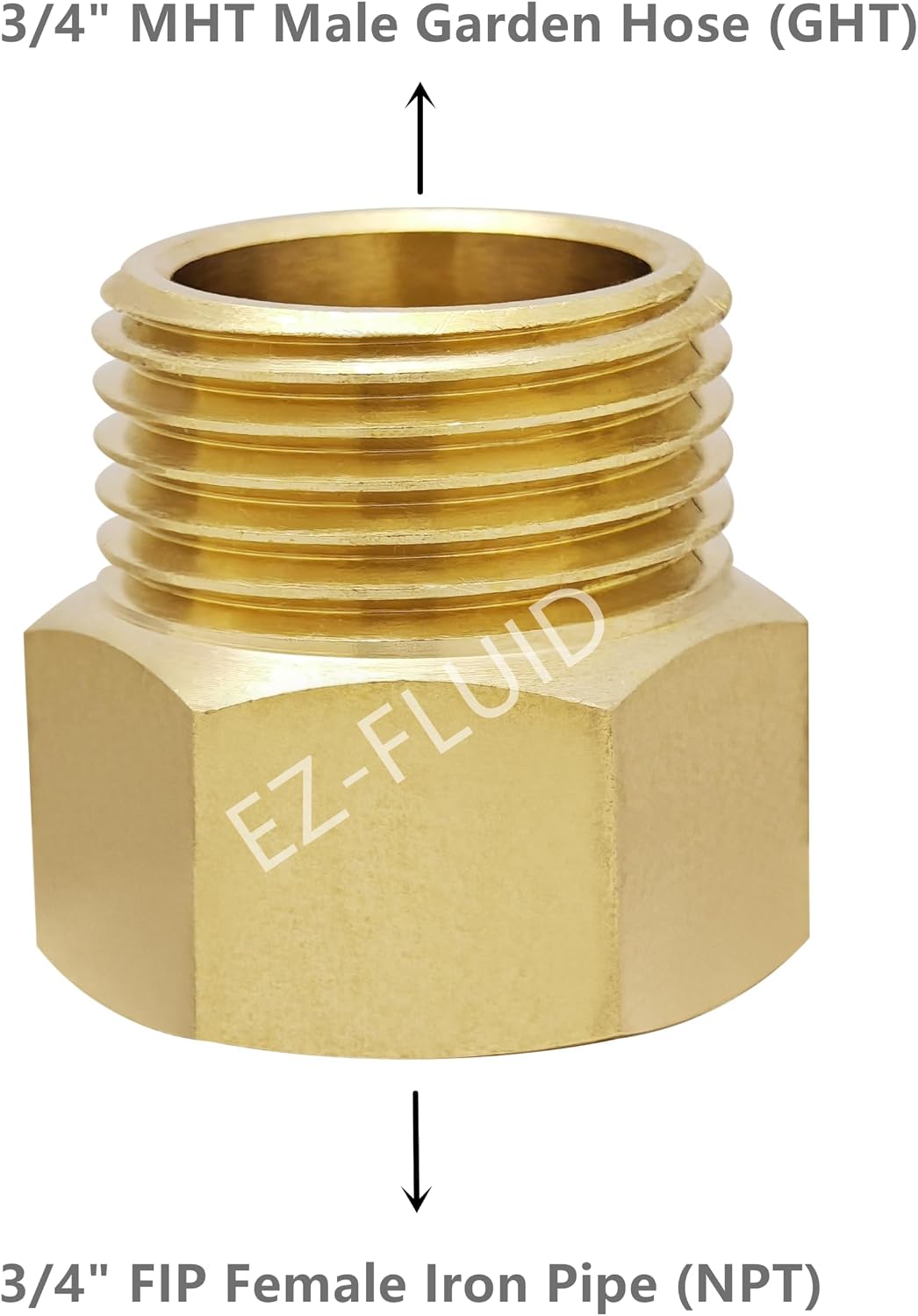 (1) EZ-FLuid 3/4" FHT Female Garden Hose Wye Two way Splitter, Heavy Duty Brass Hose Y Splitter with 1/4Turn Shutoff Ball Valve,2-way 3/4"GHT Threads Connector For outside faucet and hose bibb spigot