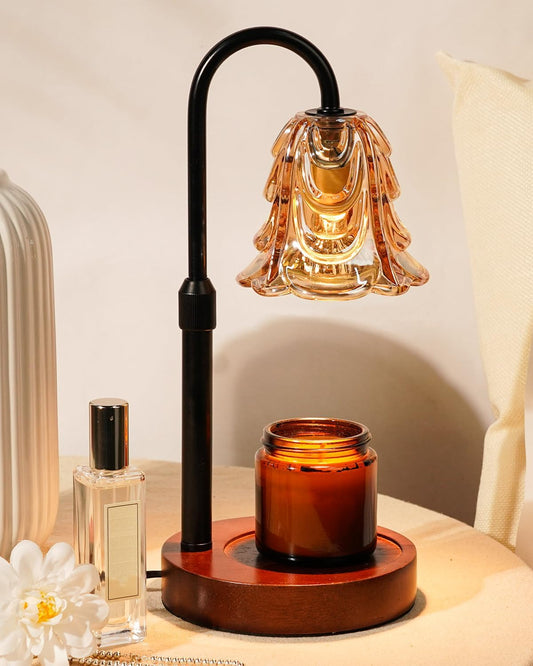 Candle Warmer Lamp with Timer Dimmable, Christmas Birthday Gifts for Women Mom, Adiustable Height Modern Candle Warmer Black Candle Lamp for Jar Candle, Home Decor Vintage Wax Warmer with 2 Bulbs