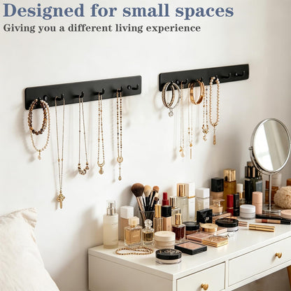 Coat Rack Wall Mounted, Heavy Duty Wall Hooks for Hanging Keys Purse Towel Coat, Premium Stainless Steel Entry Coat Hooks Rack, Large Adhesive Key Holder Towel Racks for Bathroom RV (Black)