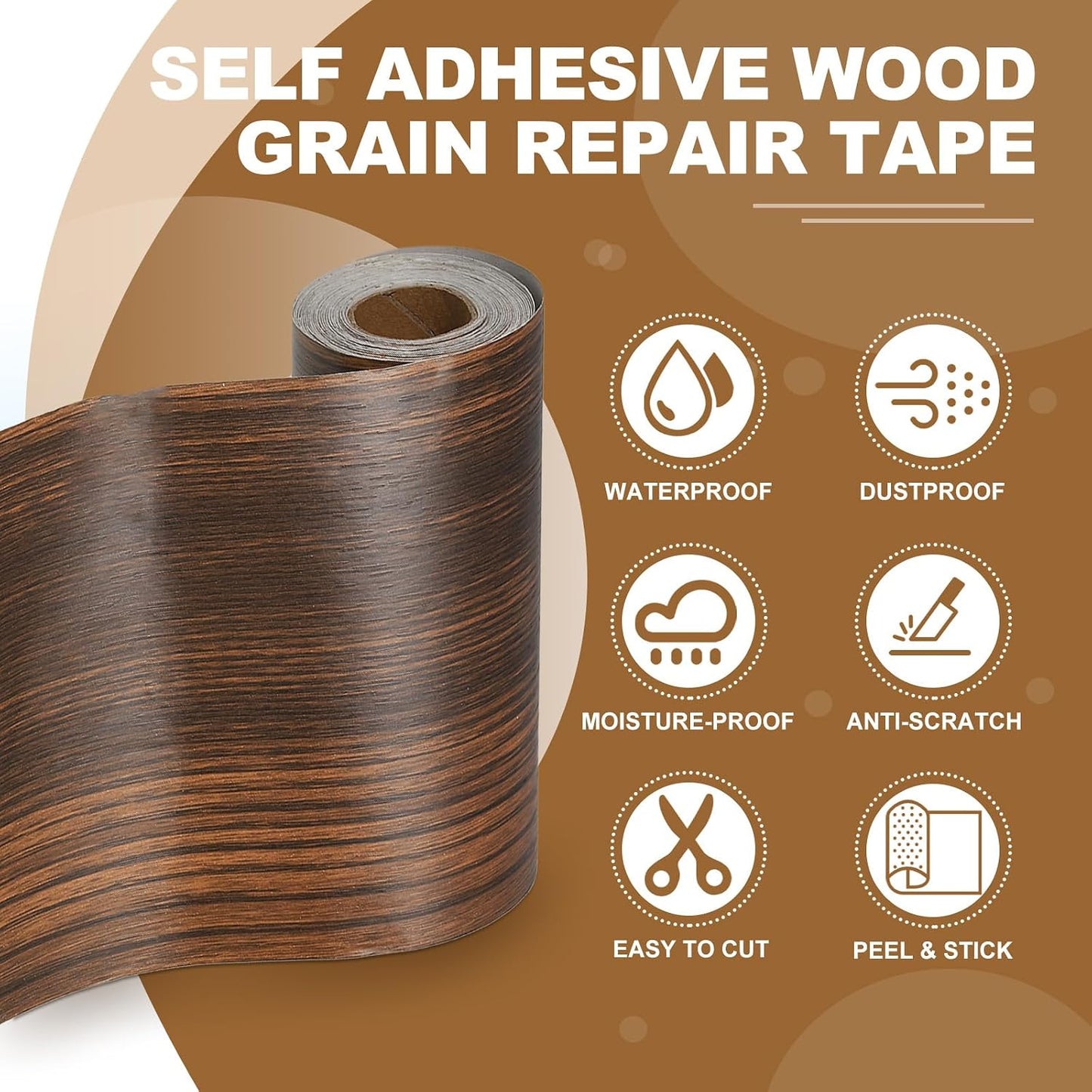 PATIKIL Self Adhesive Wood Grain Repair Tape 33'x 3", Multi-Use Realistic Wood Grain Repair Patch for Furniture Floor Door Table Chair Windows Handicraft DIY, Yellow Teak