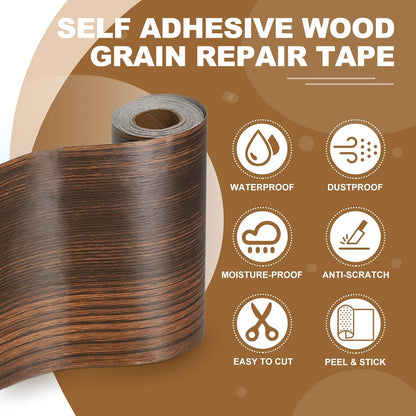 PATIKIL Self Adhesive Wood Grain Repair Tape 33'x 3", Multi-Use Realistic Wood Grain Repair Patch for Furniture Floor Door Table Chair Windows Handicraft DIY, Yellow Teak