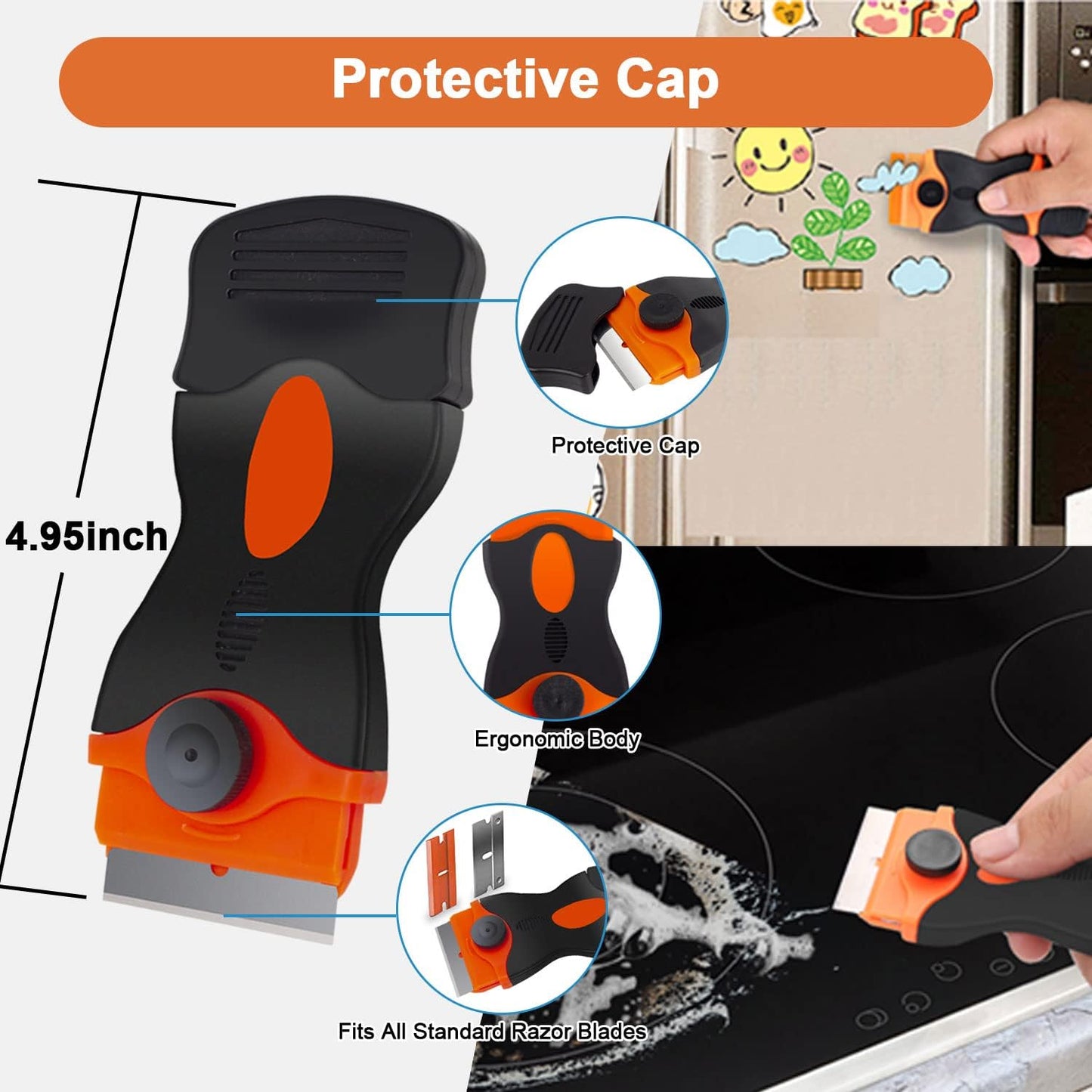 Heavy-Duty & Gentle Scraper Duo Kit | 2-in-1 Metal & Plastic Scraper Set with 20 Blades | Perfect for DIY, Kitchen Stovetop, Window Decals, Bathroom Caulk & Paint Removal
