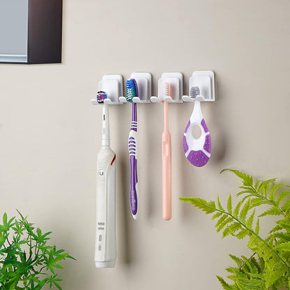 2 PCS Toothbrush Holder Wall Mounted with Cover for Bathroom, Self Adhesive Toothbrush Storage Organizer for Shower, Mini Toothbrush Hanger Rack for Dorm, Cabinet (Black)