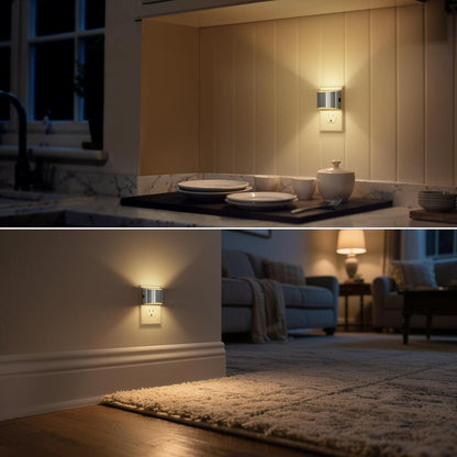 DORESshop LED Night Light[2 Pack], Night Lights Plug into Wall, 3 Level Brightness Adjustable Plug in Night Light, Dusk to Dawn Sensor, Nightlights for Adults, Bedroom, Bathroom, Hallway, 3000K