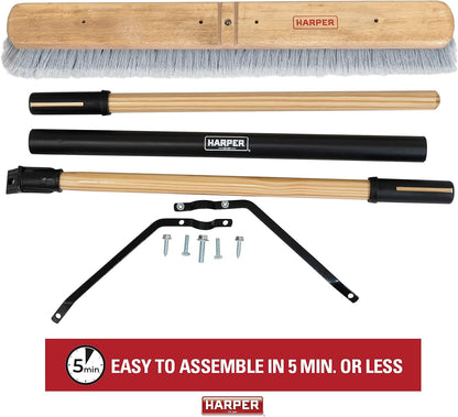 Harper 20201044 24 in. Indoor/Outdoor Dry All-Purpose Push Broom with Dual Bristles, for Dust, Gravel, Debris