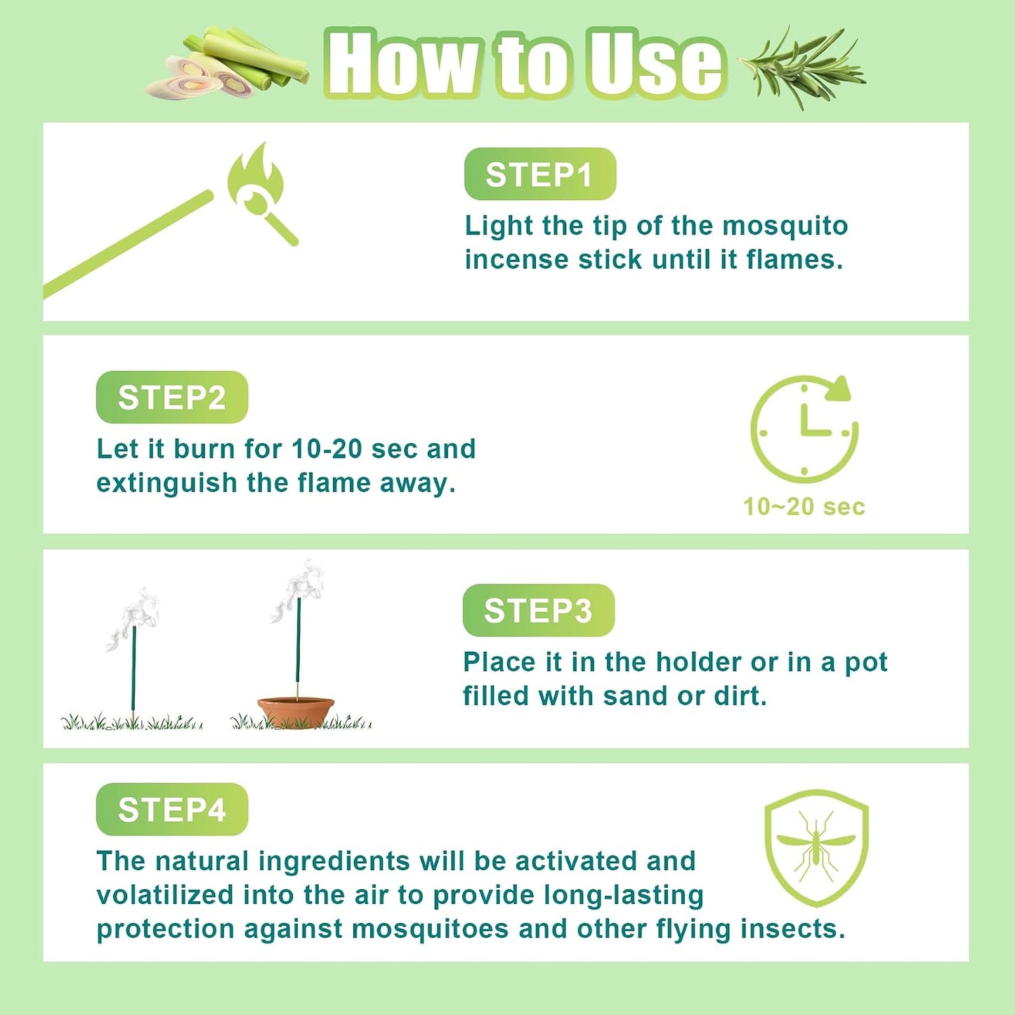 Mosquito Repellent Outdoor Patio 100 PCS Citronella Oil Mosquito Incense Sticks, Plant-Based Indoors Gnat Control for Camping Essentials, Fishing, Hiking, Yard, Backyard Travel