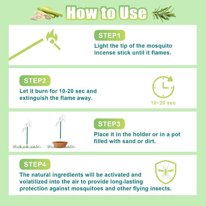 Mosquito Repellent Outdoor Patio 100 PCS Citronella Oil Mosquito Incense Sticks, Plant-Based Indoors Gnat Control for Camping Essentials, Fishing, Hiking, Yard, Backyard Travel