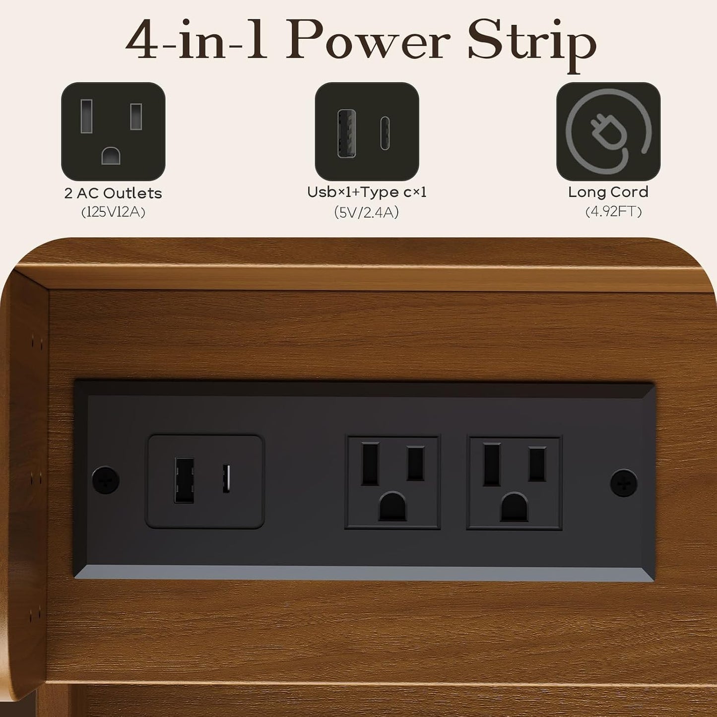 Washer Dryer Countertop with 2 Adjustable Shelves and Charging Station, 53.94" x 27.56" Laundry Countertop for Washer and Dryer, Laundry Room Storage Organizer, Walnut