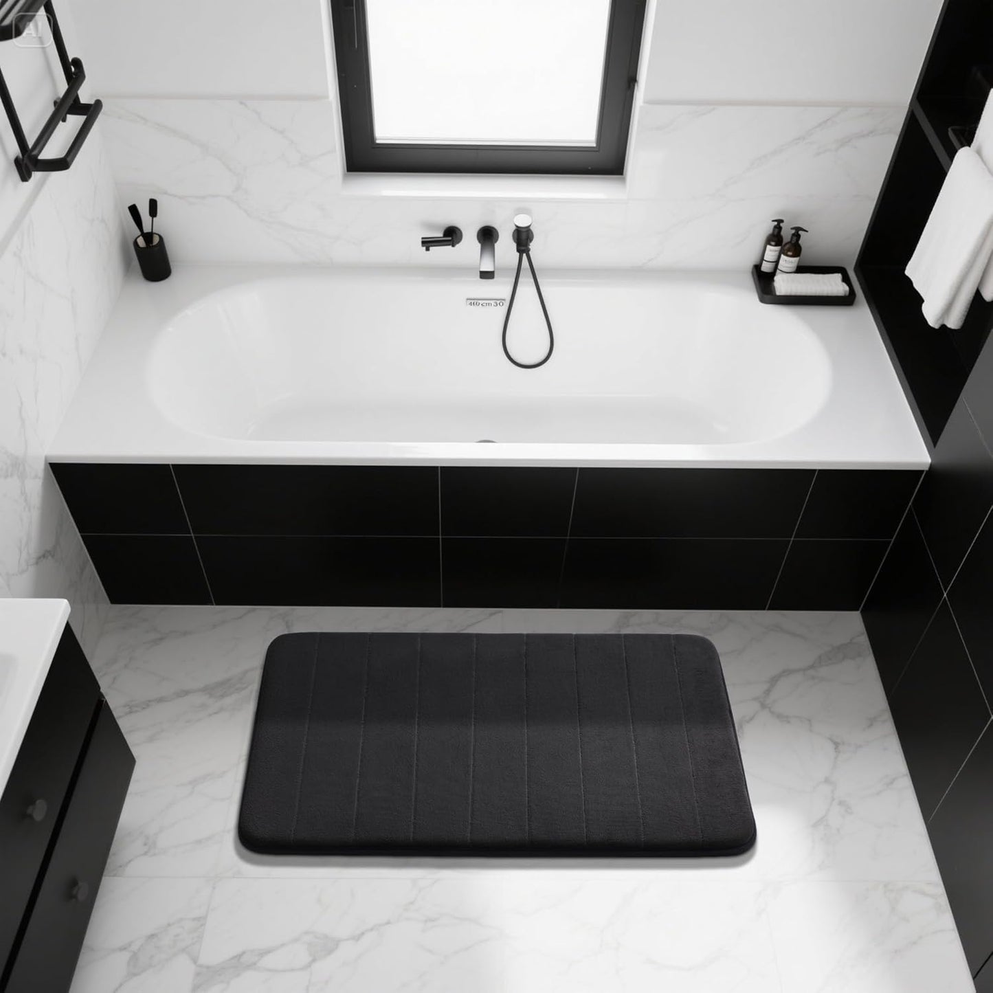 Yimobra Memory Foam Bath Mat, Super Soft Absorbent Bathroom Rug Non Slip, Quick Dry, Machine Washable Floor Carpet for Tub Shower, Home Decor Accessories, 24x17, Grey