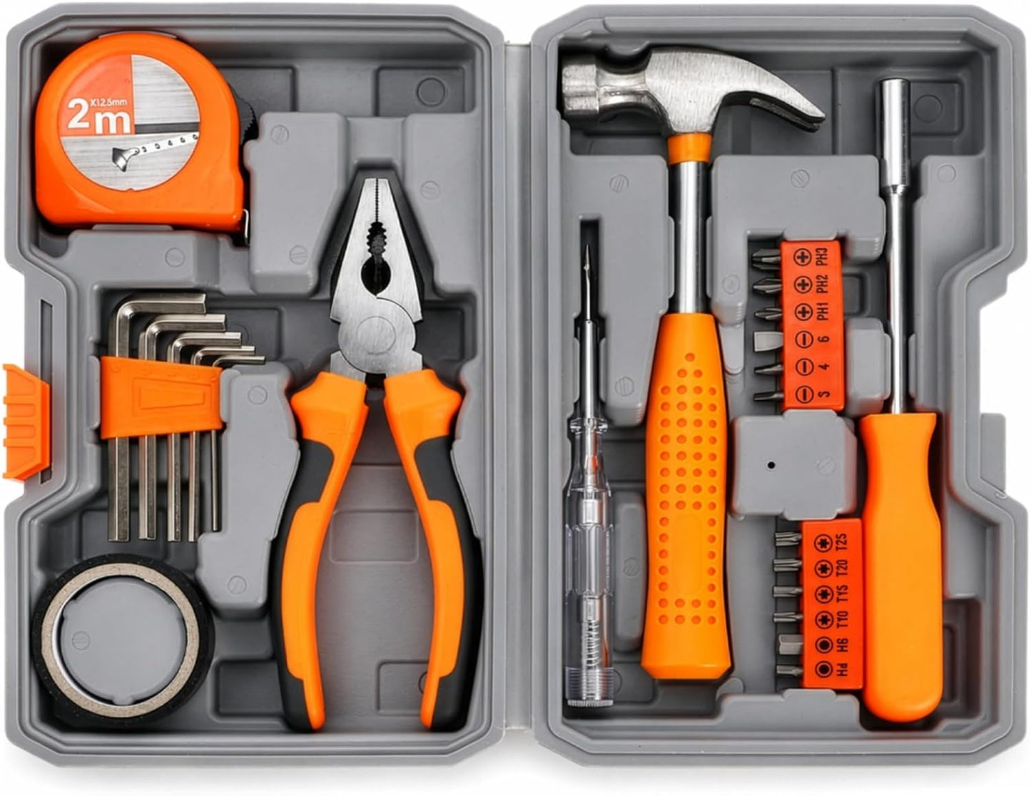 24 Pieces Small Home DIY Tool Kit for Household | Portable Home Hand Tool Box for Women, General Repair Basic Tools Kit Simple DIY Screwdriver Hammer Set for Garage, Office