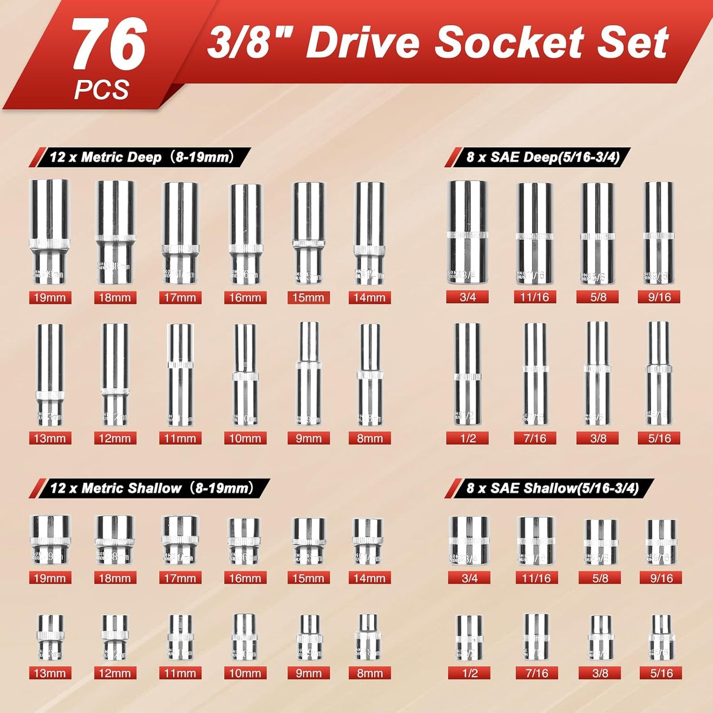 Egofine 46 Pieces 1/4 inch Drive Socket Ratchet Wrench Set, with Bit Socket Set Metric and Extension Bar for Auto Repairing and Household, with Storage Case