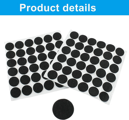 Bivethoi 180pcs Self-Stick Round Felt Furniture Pads Self-Adhesive Felt Pad for Chairs & Seat Legs, Easy Slide, Anti Scratch, Noise Stopper, Bumper & Buffer, Floor (0.7"/18 mm, Black, Round)