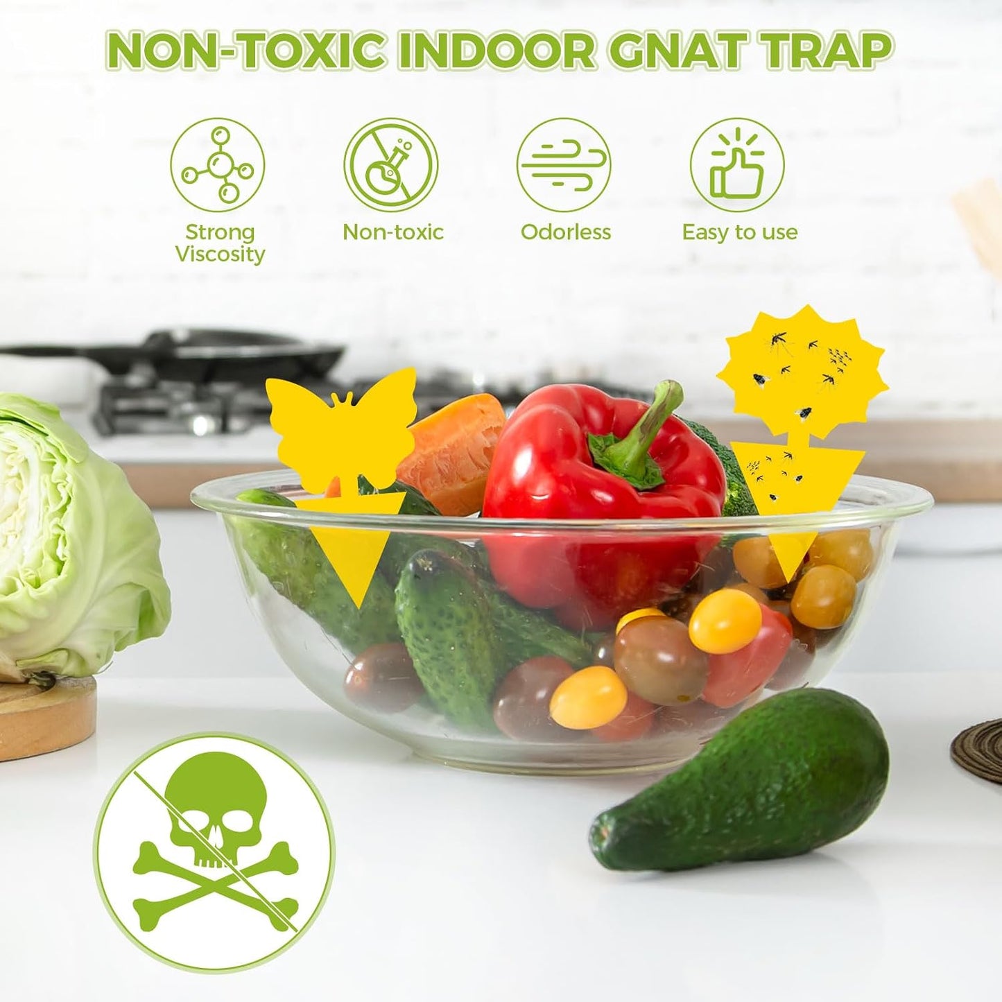 Fruit Fly Traps for Indoors Gnat Killer for House Outdoor Sticky Traps | Eco-Friendly Material, No Chemical Additives, Waterproof, UV Resistant, Protects Plants, Perfect for Plant Lovers 36pcs