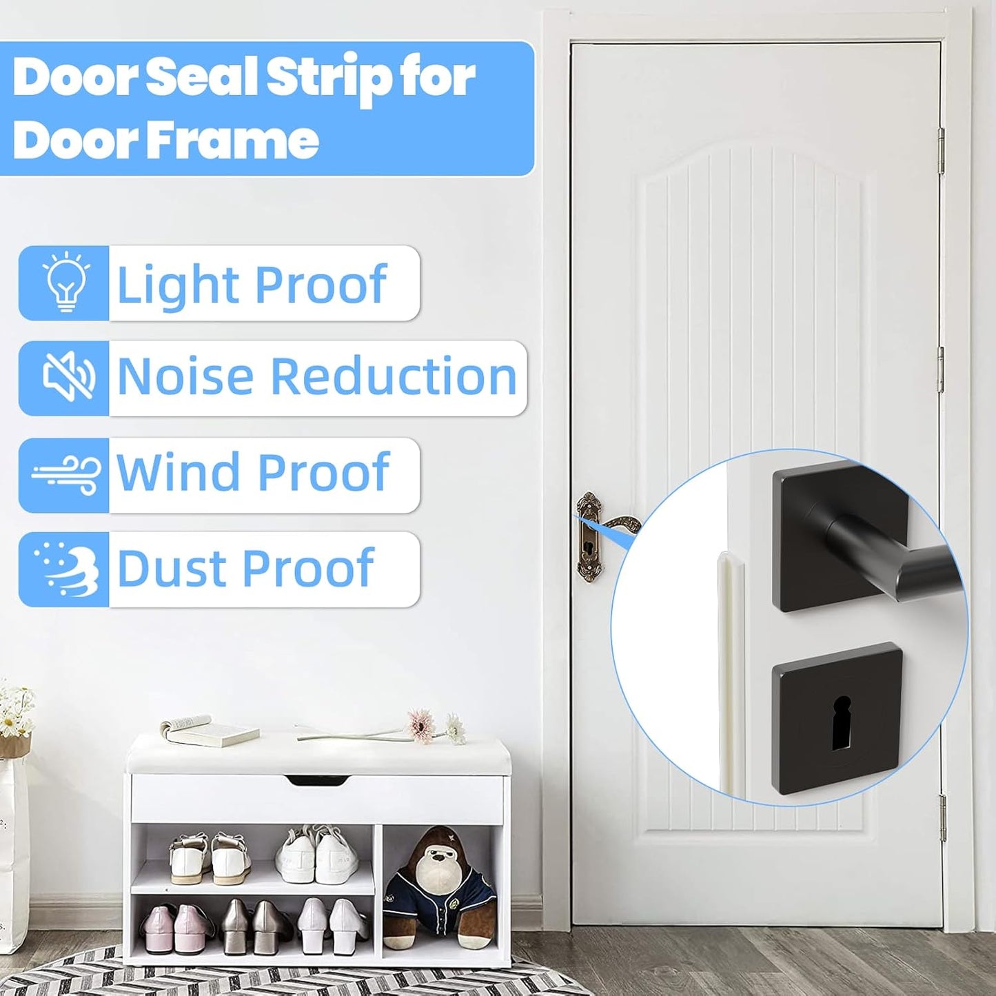 19.7ft V-Shape Thin Weather Stripping Door Frame Seal Strip,Self-Adhesive Door Small Gap Filler for Winter Insulation,Foam Weatherstripping for Door Draft Stopper Light Blocker,White