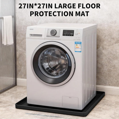 Large washing machine Drain Pan Silicone Mat, 27×27inch with 0.78" Raised Edges Foldable Washing Machine Pan Silicone Mat, Multi-function Waterproof Non Slip Washer Drip Tray for Floor Protection