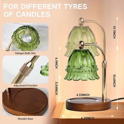 Fragrance Candle Warmer Lamp with 2 Bulbs Electric Candle Warmer with Timer & Dimmer for Home Decor