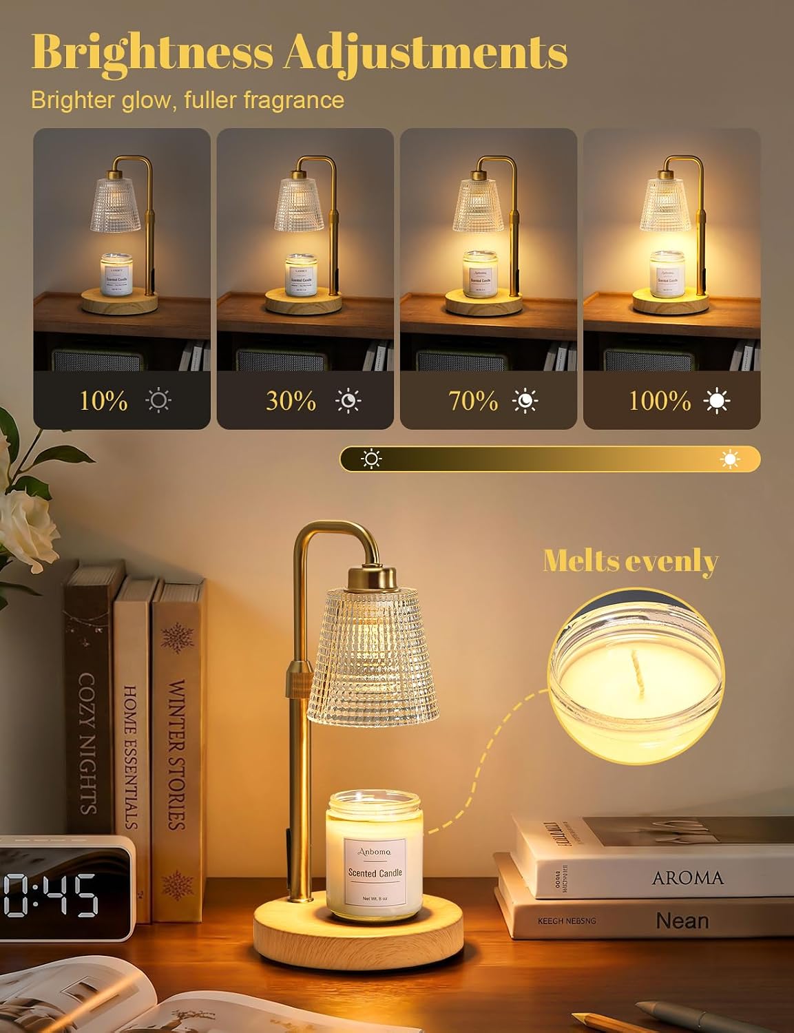 Candle Warmer Lamp with Timer Dimmable, Wax Warmer for Scented Jar Candles, Adjustable Height Candle Lamp for Home Decor, Birthday Gifts for Women Mom House Warming Gifts, Matte Black