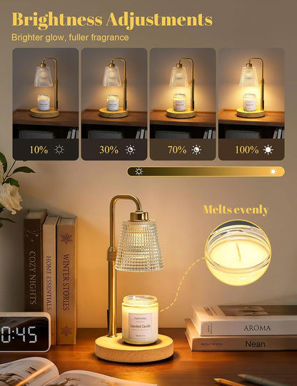 Candle Warmer Lamp with Timer Dimmable, Wax Warmer for Scented Jar Candles, Adjustable Height Candle Lamp for Home Decor, Birthday Gifts for Women Mom House Warming Gifts, Matte Black