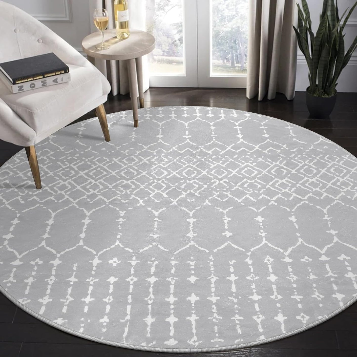 Lahome Moroccan Entry Rug 2x3, Non-Slip Washable Front Indoor Door Mat Rubber Backing Low-Profile Door Rugs, Small Geometric Print Distressed for Entryway Bathroom Kitchen, Black Hana