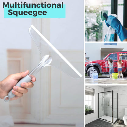 Window Squeegee for Home, Car Windshield Cleaner Tool with Extension Pole 20''-30'', Glass Door and Mirror Washer for Shower Cleaning