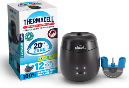 Thermacell E-ZoneGuard Patio Max Rechargeable Mosquito Repeller with 20-Foot Zone of Scientifically Proven Outdoor Protection; 12-Hr Battery; 36-Hr Refill; Bug Spray Alternative; Fast Charging Dock