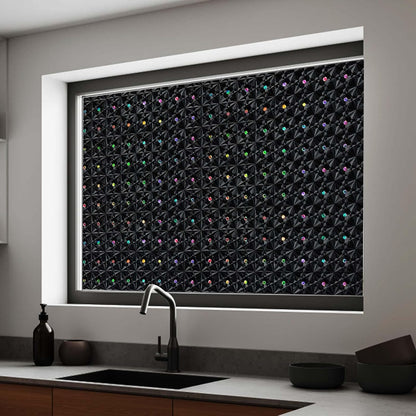 Windimiley 3D Diamond Frosted Window Privacy Film, Static Cling No-Glue Removable Vinyl, UV Blocking Heat Control for Bathroom Bedroom Door, 17.5 x 78.7 inch