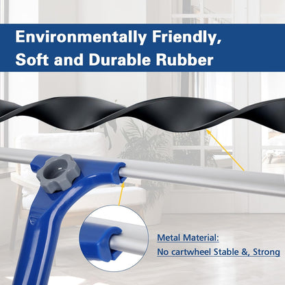Window Shower Squeegee with 2 Pads Microfiber Scrubber, 14" Rubber Scrubber Squeegee with 59" Long Aluminum Handle for Window, Shower Glass Door, Mirror Cleaning
