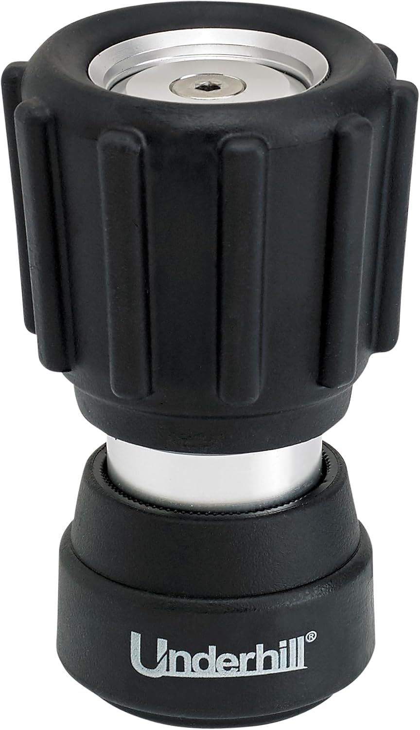 Underhill Magnum Garden Water Hose Nozzle, Sprayer, 37 GPM 80 PSI, 3/4-Inch Thread Inlet, Jet, Soak, Fan, Metal and Rubber, Adjustable, NG450