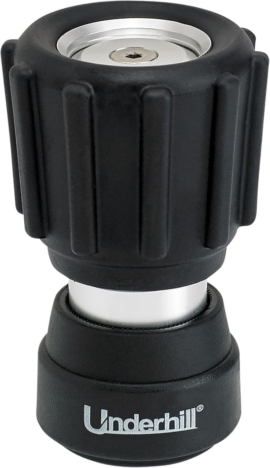 Underhill Magnum Garden Water Hose Nozzle, Sprayer, 37 GPM 80 PSI, 3/4-Inch Thread Inlet, Jet, Soak, Fan, Metal and Rubber, Adjustable, NG450