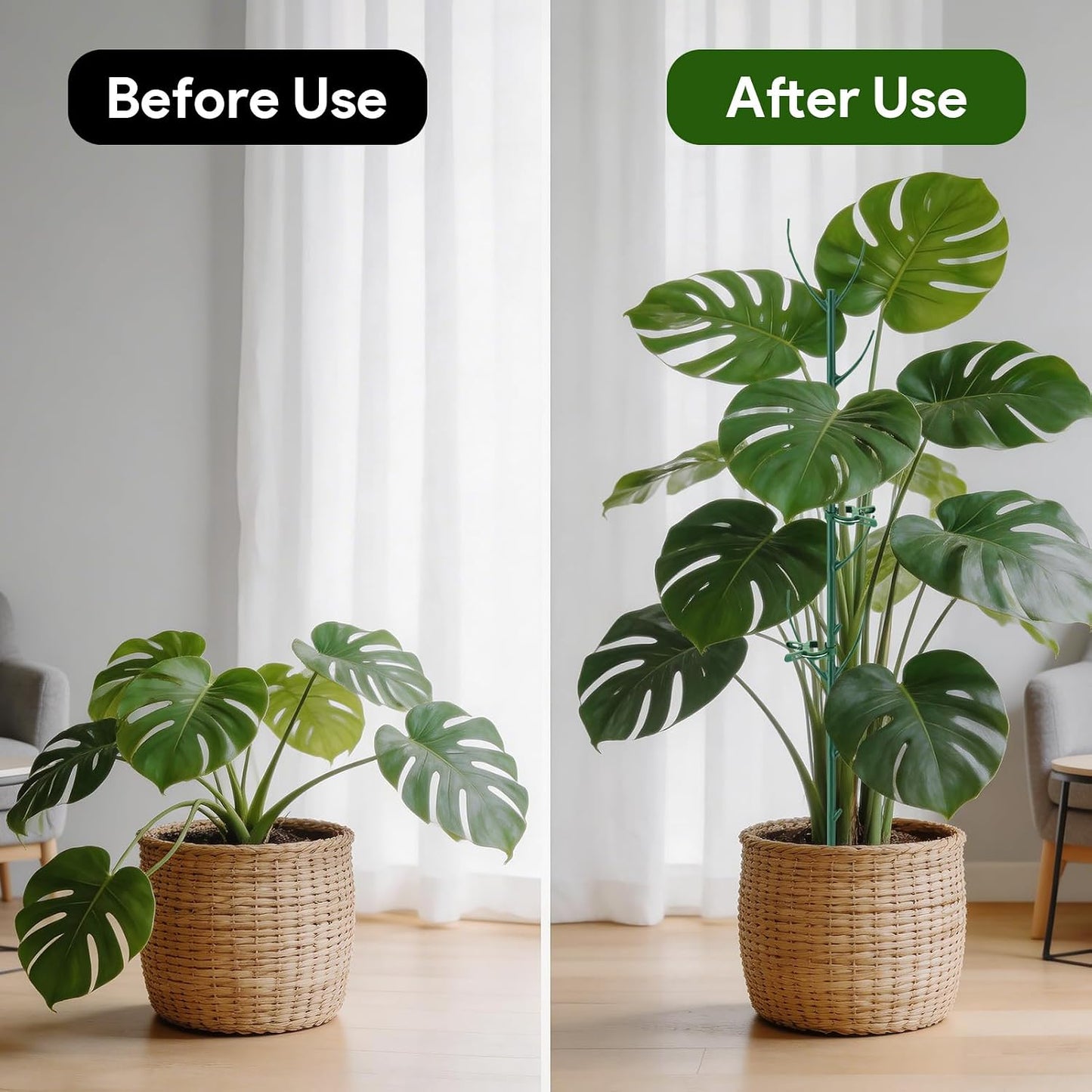 15 Packs Stackable Monstera Plant Support, 11 inch Plant Stakes with 131ft Garden Twist Tie & 10 Plant Clips for Indoor and Outdoor Plants Use Garden Trellis for Climbing and Potted Plants