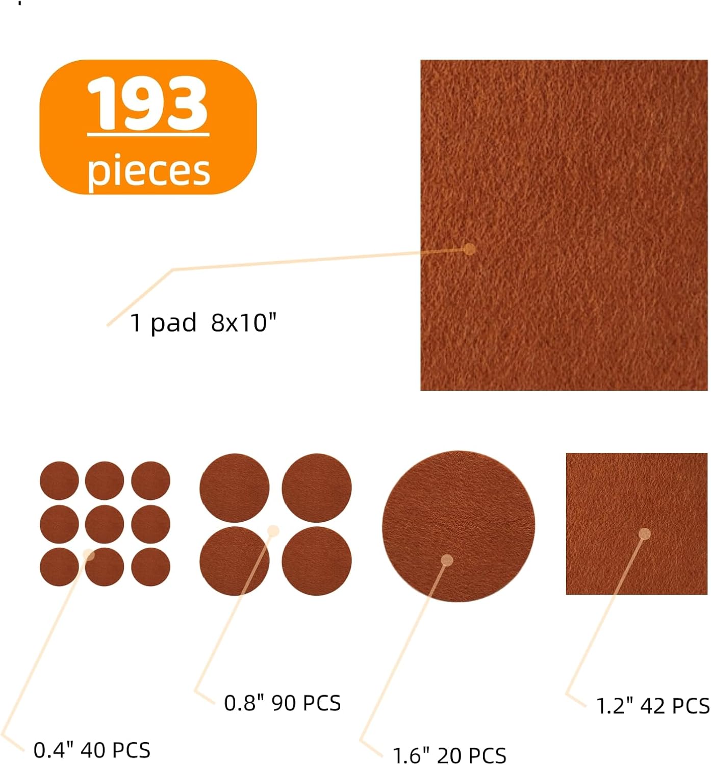 192 PCS Self-Adhesive Felt Furniture Pads, Multi-Size Chair Leg Floor Protectors for Hardwood Floors,Non-Slip & Anti-Noise & Anti-Scratch Felt Pads for Table Legs,Furniture Feet,Cabinet Doors