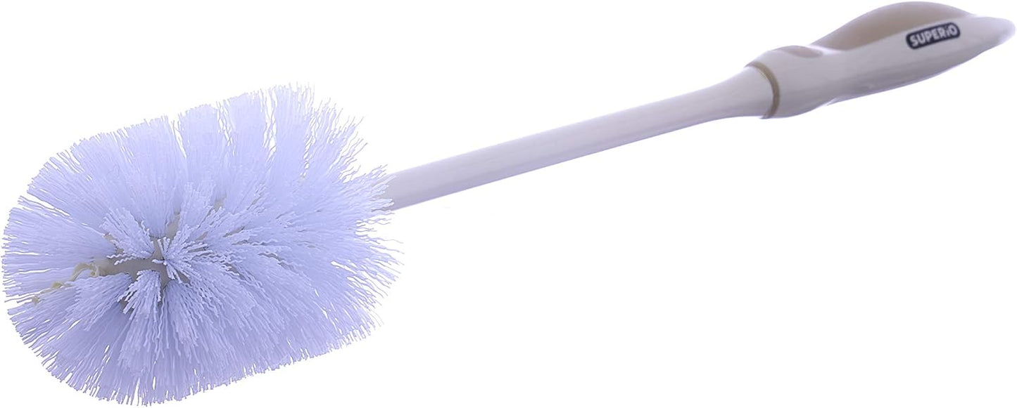 Superio Toilet Brush, Toilet Bowl Cleaning System with Scrubbing Wand, Under Rim Lip Brush for Bathroom