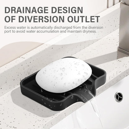 2PCS Self Draining Soap Holder,Spofit Silicone Soap Dish, Suitable for for Kitchen, Bathroom, Shower, Bath Tub,Soap Container (White)