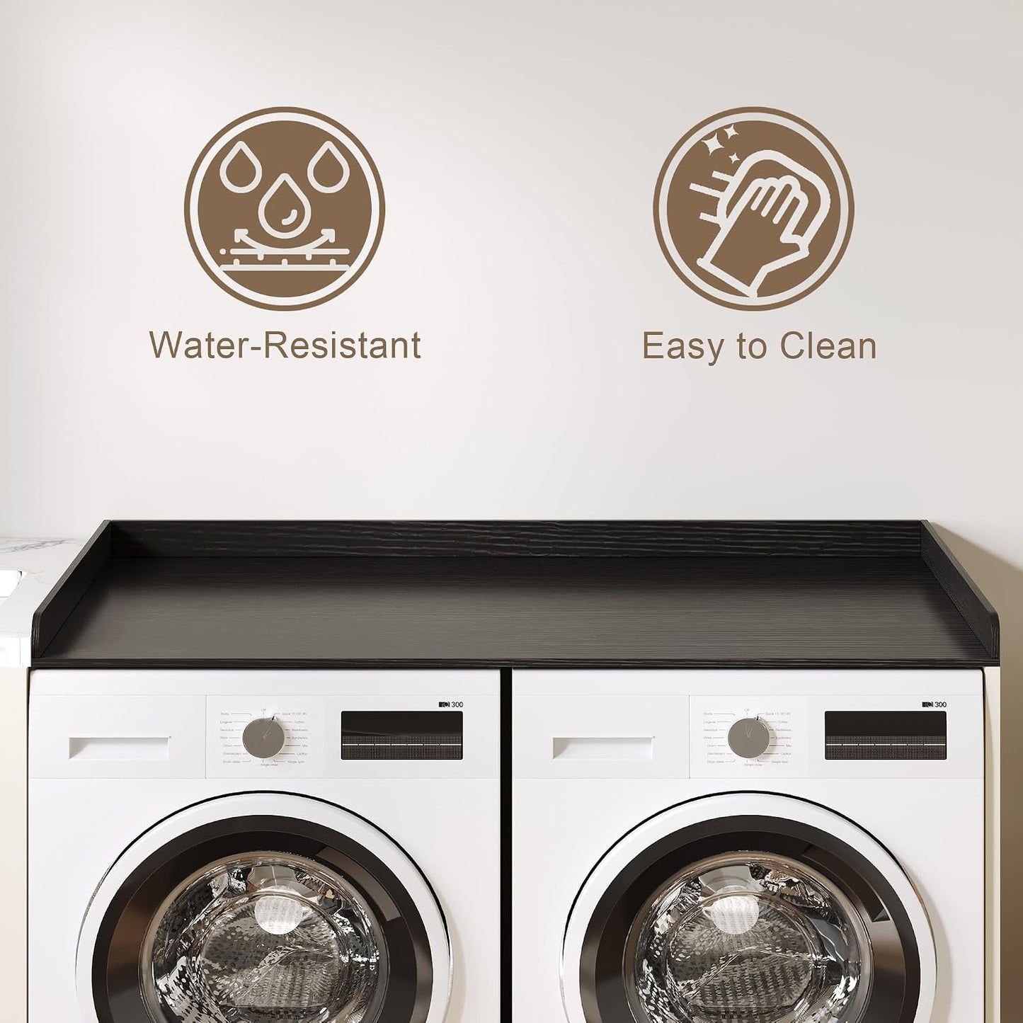 ChooChoo 2-Tier Washer Dryer Countertop with Adjustable Shelf, Spacious Laundry Room Storage for Folding Clothes and Efficient Organization, Walnut