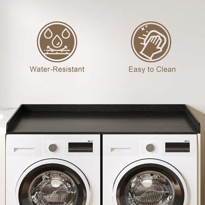 ChooChoo 2-Tier Washer Dryer Countertop with Adjustable Shelf, Spacious Laundry Room Storage for Folding Clothes and Efficient Organization, Walnut