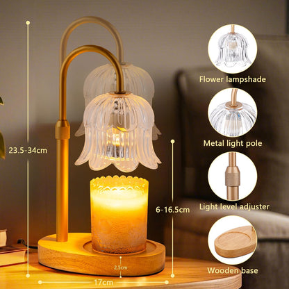 CRMILL Candle Warmer Lamp Electric Timer - Candles Warming Light Height Adjustable Dimmable Warmers Flower Lamps No Flame Heat Warm Melt Wax Jar Modern Home Decor Table Lights for Home Living Bedroom