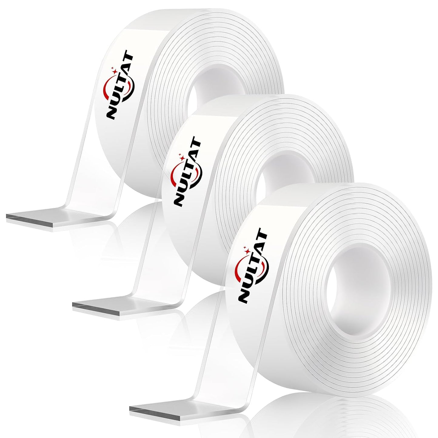 NULTAT Double Sided Tape Heavy Duty, Nano Reusable, Removable, Washable Double Stick Tape for Wall, Multipurpose Clear Adhesive High Temperature Tape 1.18" x 120"(10 Feet)