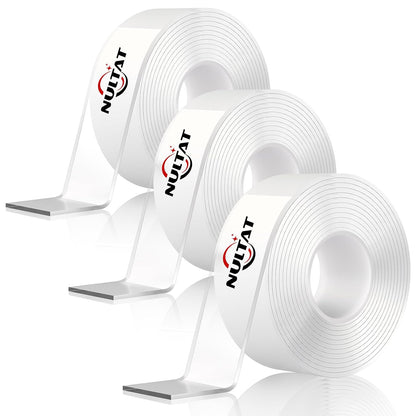 NULTAT Double Sided Tape Heavy Duty, Nano Reusable, Removable, Washable Double Stick Tape for Wall, Multipurpose Clear Adhesive High Temperature Tape 1.18" x 120"(10 Feet)