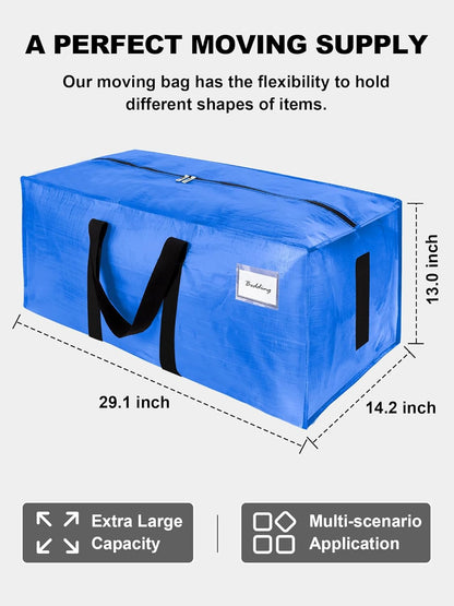 HOMESURE Supports 200lbs Heavy Duty Moving Bags - Strong Zipper & Wrap-Around Handles - Water-Resistant Storage Totes, Durable Alternative to Moving Boxes - 8 Pack - Semi-Transparent