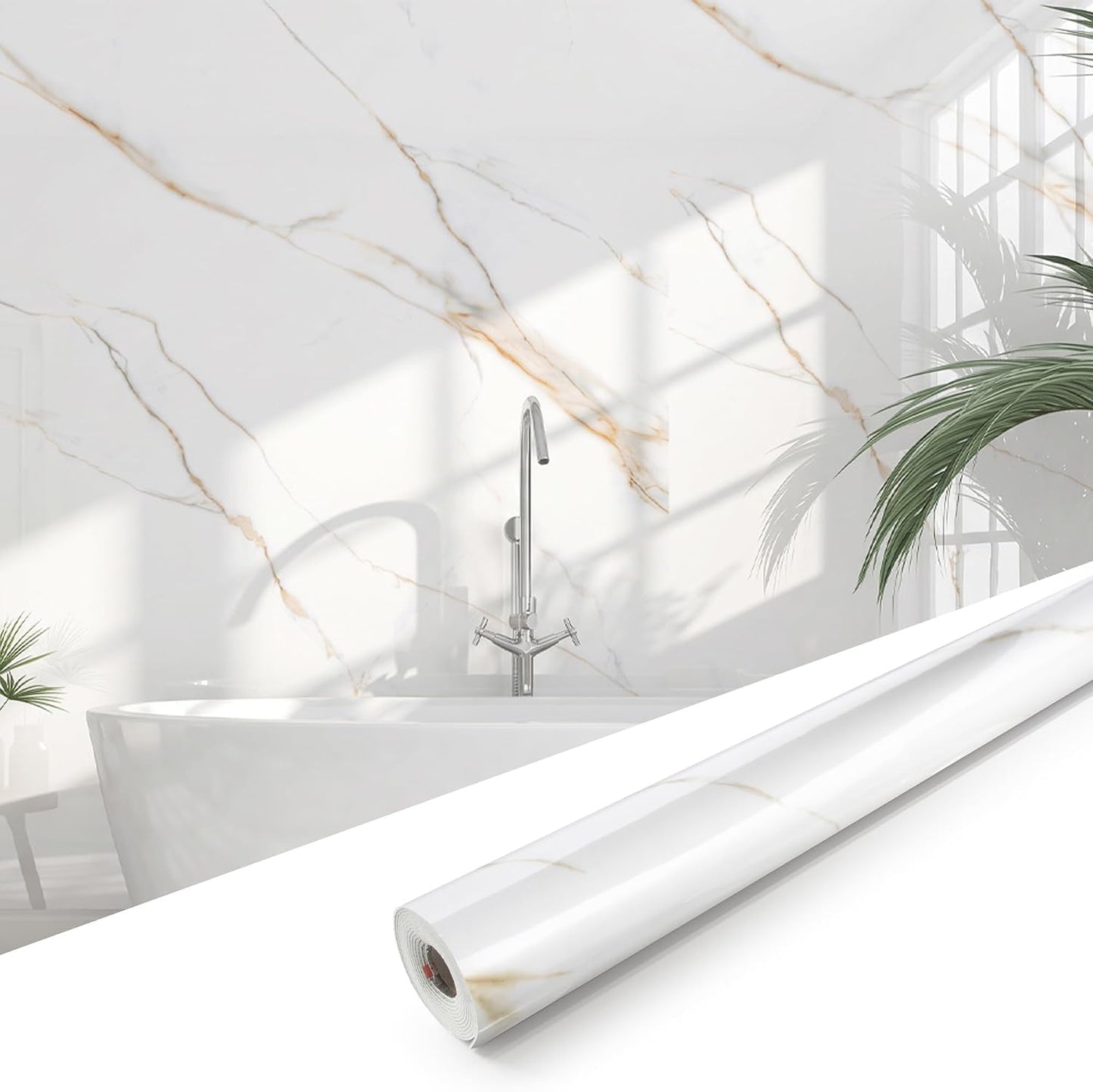 Marble Peel and Stick Waterproof Wall Paneling, 118" x 47" Carrara White Matte Finish Self-Adhesive Backsplash Tile Vinyl Wall Panel for Kitchen Bathroom Wall Decor, Covers 38.75 Sq. Ft.