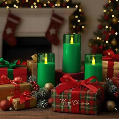 Raycare Flameless Electronic Pillar Candles with Remote Control and Timer- Battery Operated Realistic Flickering LED Fake Candle for Home, Wedding, Valentine's Day, Decor,White,Set of 2(3"x6"6")