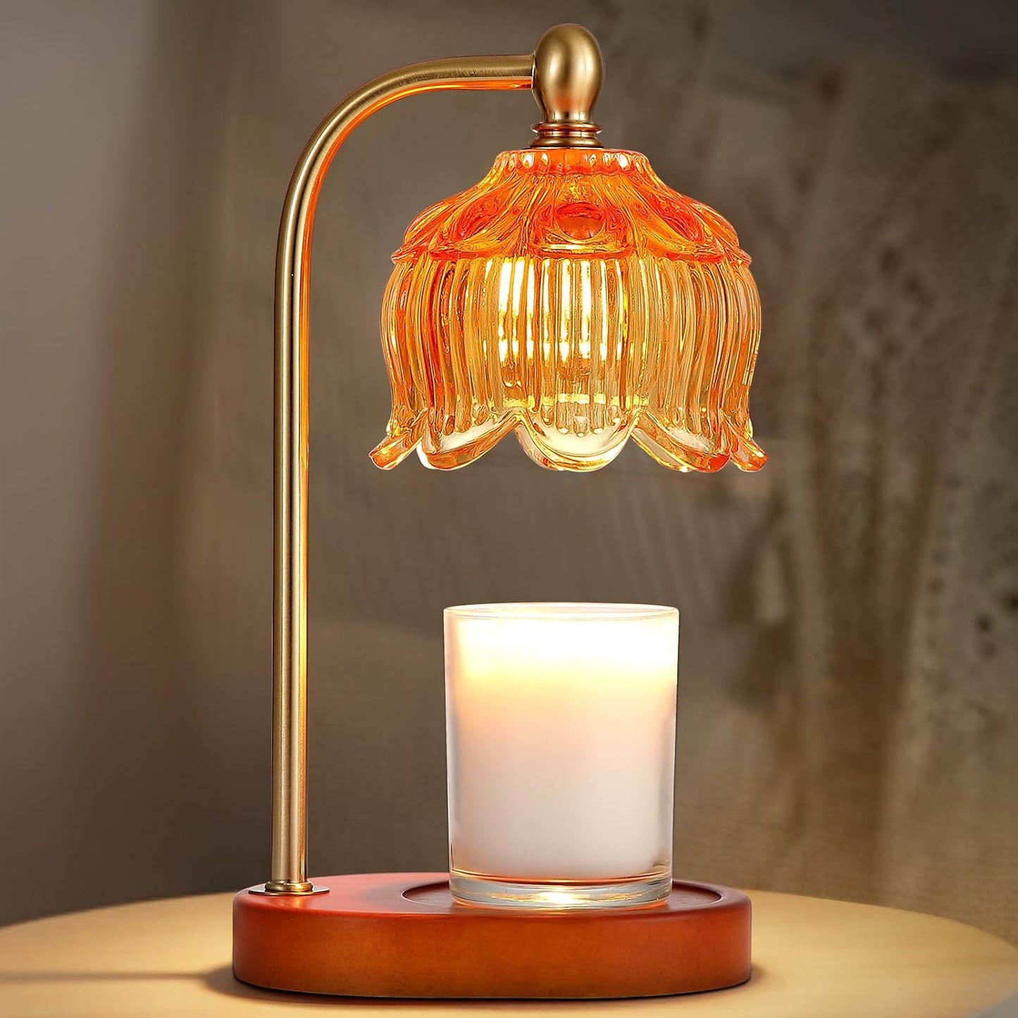 MEIXISUE Candle Warmer Lamp with Timer and Dimmer,Electric Gold Light Gifts for Women Melt Wax Warmer Lamp with 2 Bulbs for Candle Jars House Warming New Home Decor Bedroom